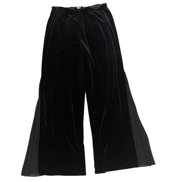 Alex Evenings Velvet Wide Leg Black Pleated High Waist Pants Size M - Picture 3 of 8